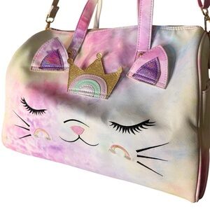 UNDER ONE SKY Rainbow Cat Weekend Overnight Bag Caticorn Kitty Princess School